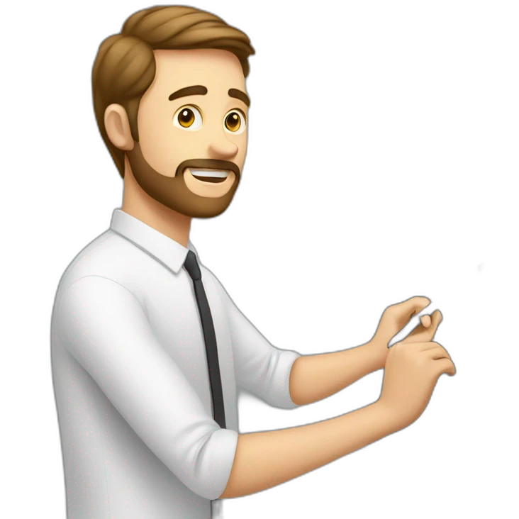 Man writing on a marker board emoji
