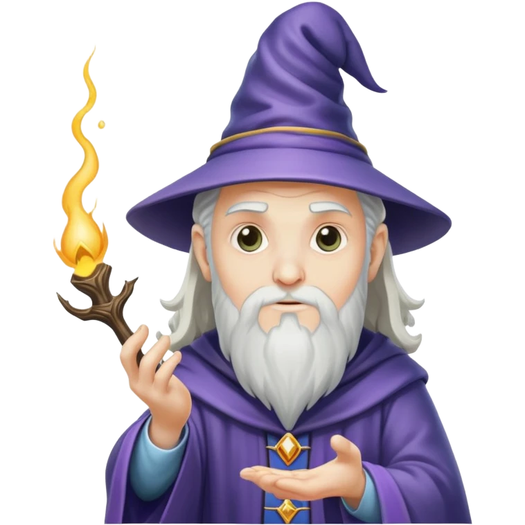 wizard casting a spell at a brain emoji