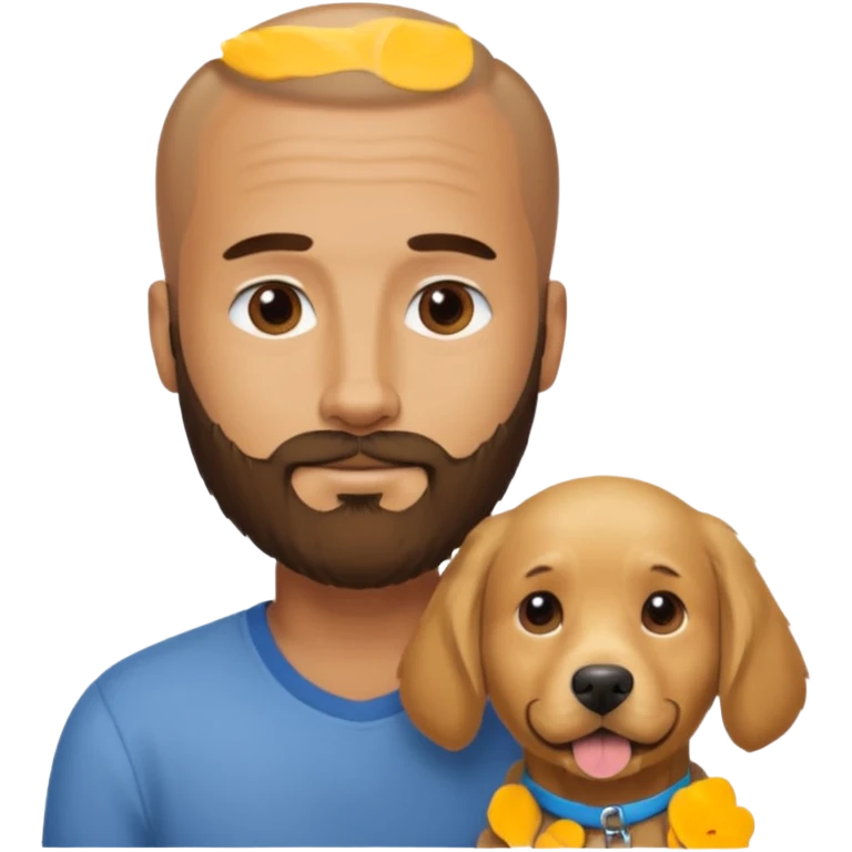 men with dog, 3 day beard, no hair emoji