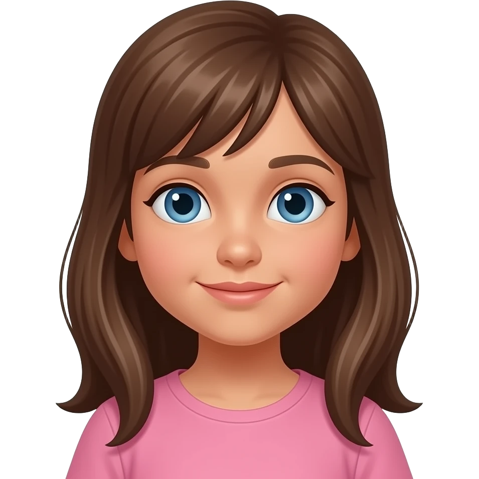 light skin, 6 year old female with light blue eyes and long brown hair emoji