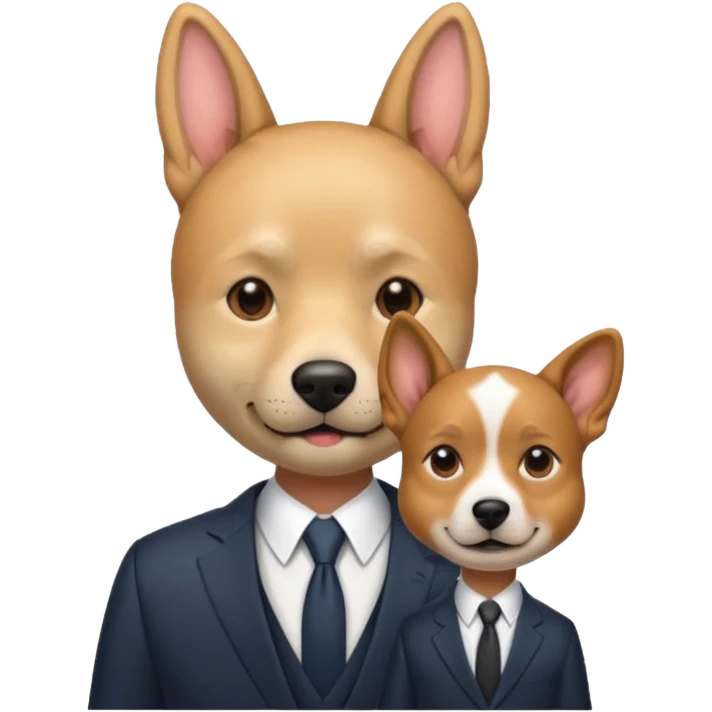 Un humain en costume avec une tête de Chien emoji