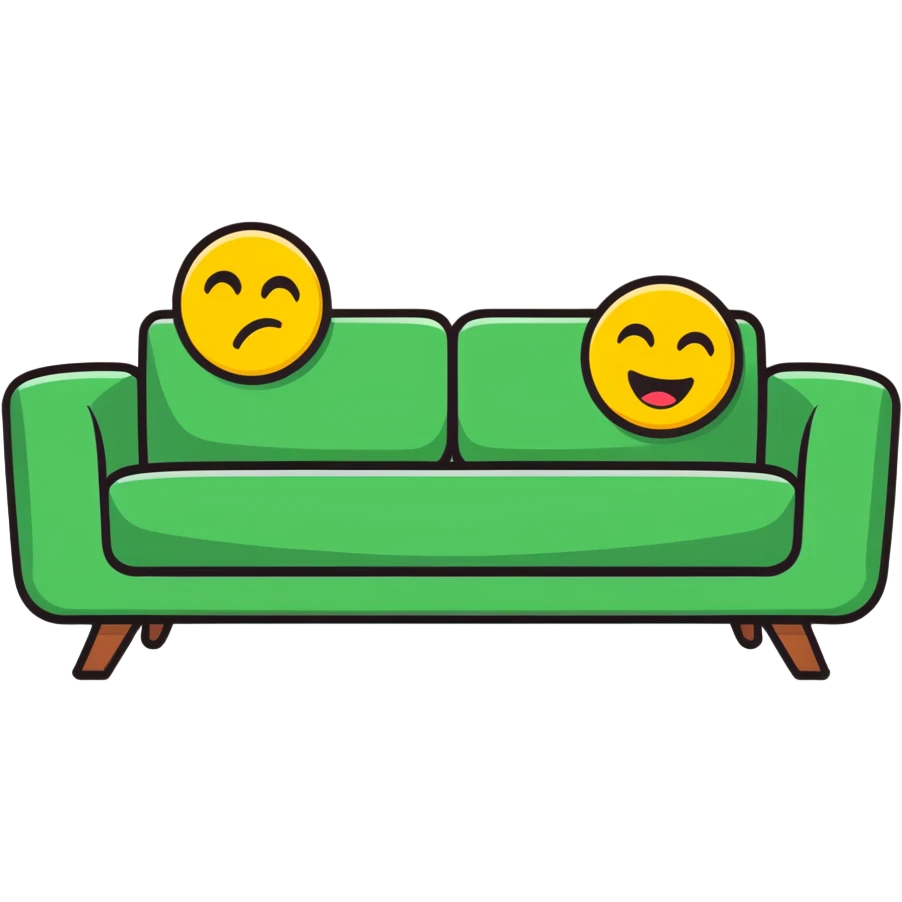 Emoji being bent over a couch emoji