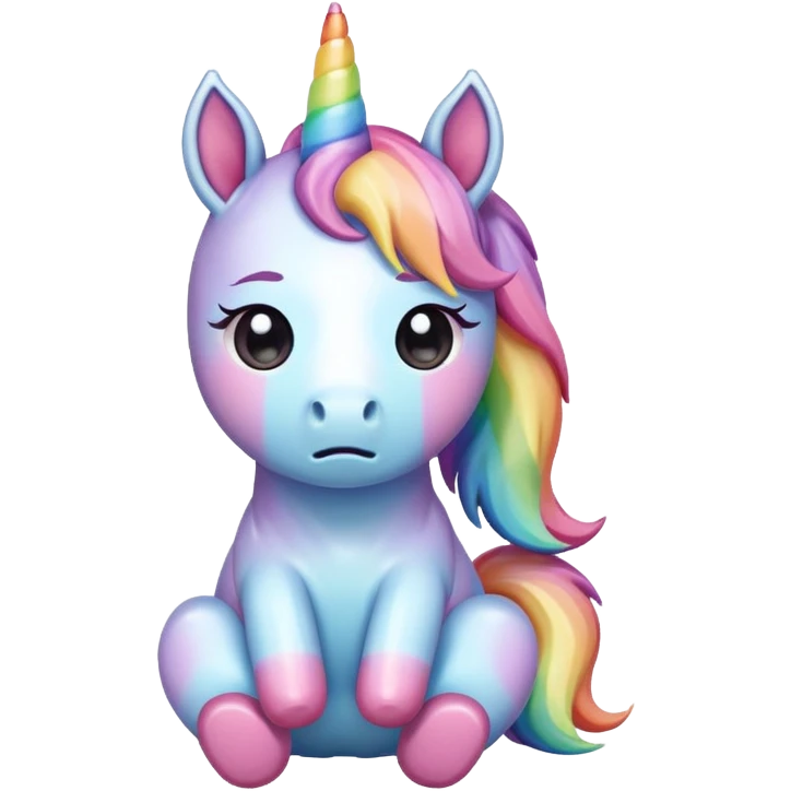 Rainbow pastel sitting crying chibi unicorn  emoji
