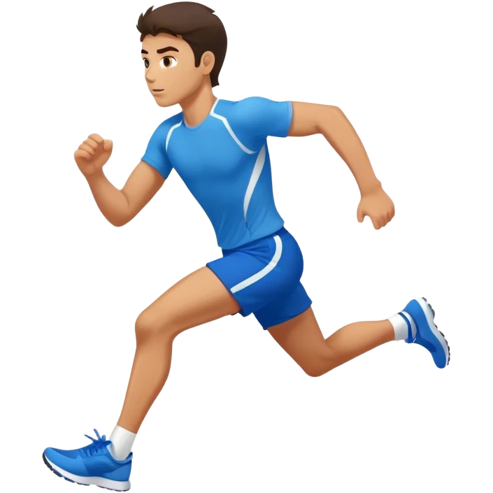 brunette man athlete with blue shorts running very fast emoji