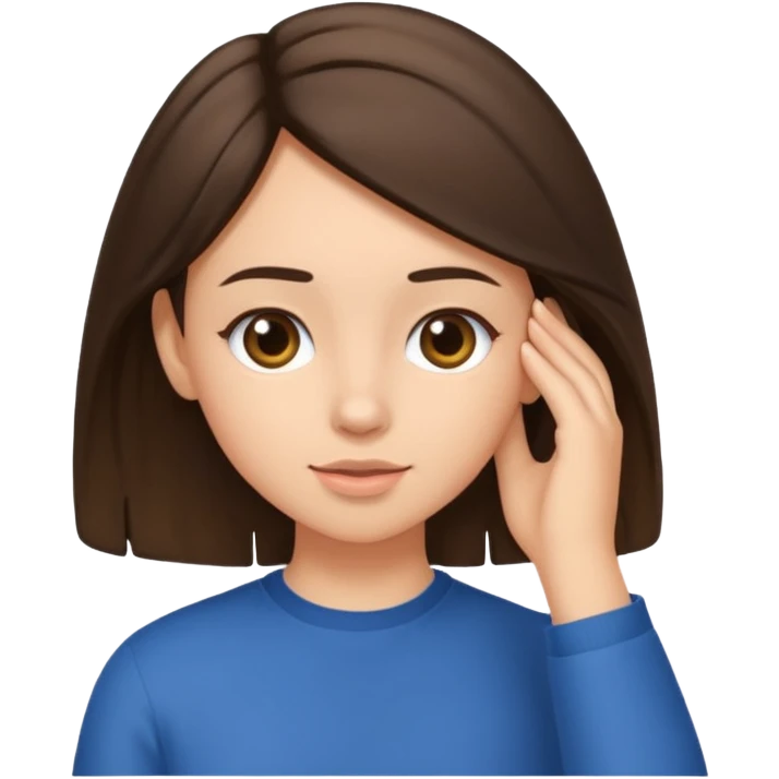 gen z brunette tucking hair behind ear emoji