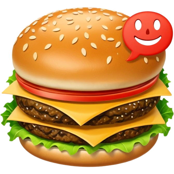 hamburger inside a comic book speech bubble emoji