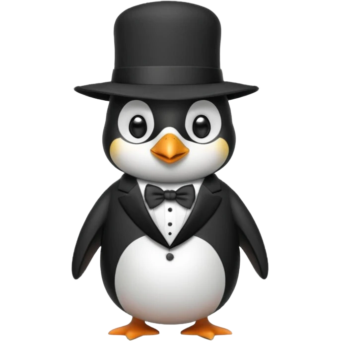 Penguin wearing a suit with a big hat  emoji