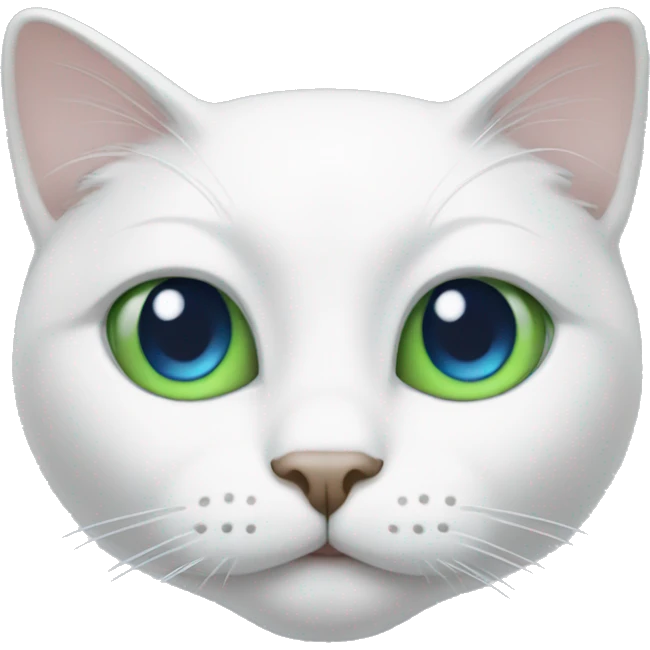 white cat with right eye blue and left eye green. emoji
