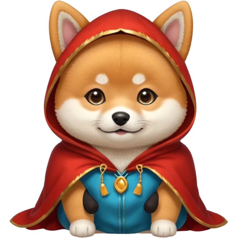 baby shiba dog, in magic red cloak emoji