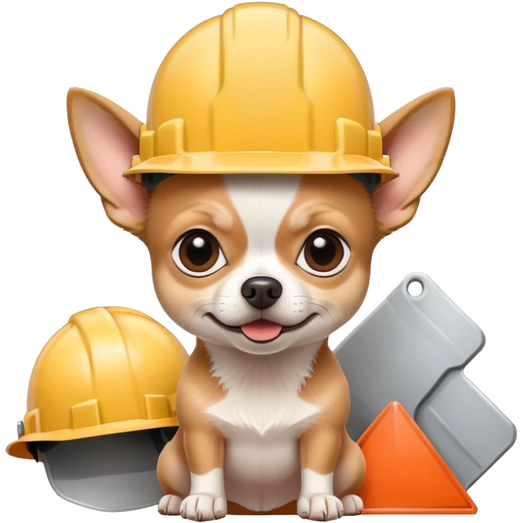 Realistic Mean chihuahua in construction emoji