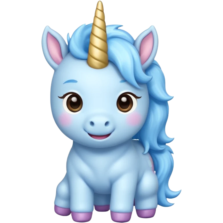 baby blue unicorn, chibi full body emoji