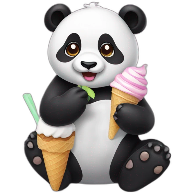 Panda eating ice cream emoji