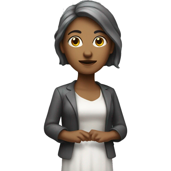 mujer soportado una estatua para que no se caiga emoji