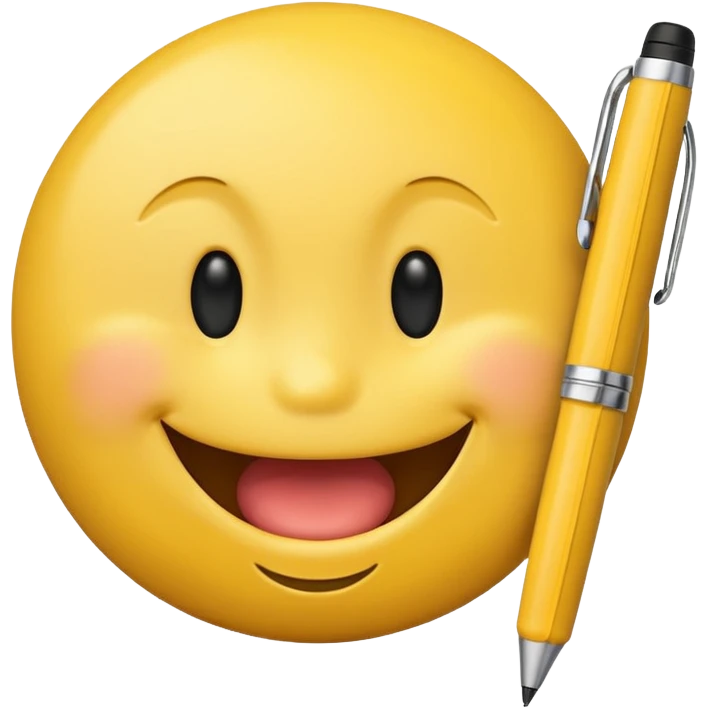 A smiley with a pen in his mouth  emoji