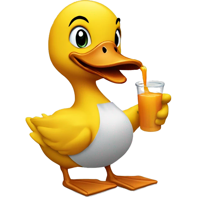 cartoon Duck doing a spit take holding a juice box emoji