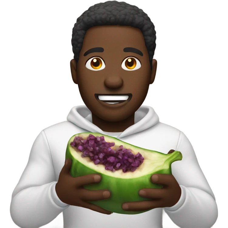 black man eating eggplant looking to me emoji