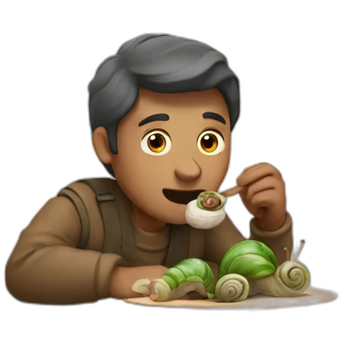 Steve eating snails emoji