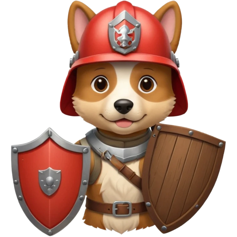 Dog with helmet and wooden shield emoji