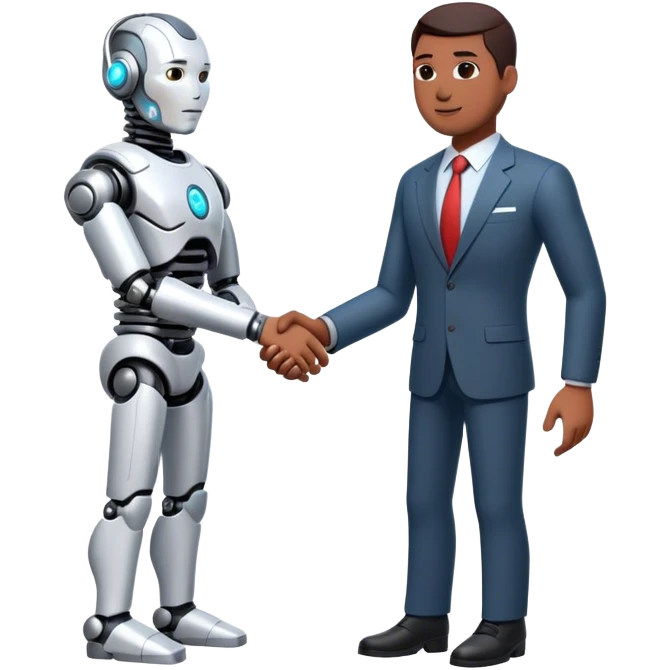 cyborg handshake with business man emoji