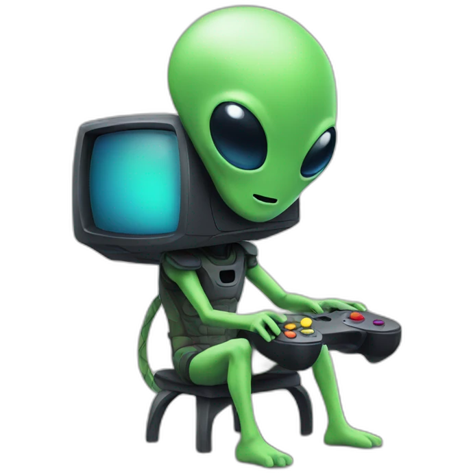 Alien playing video game emoji
