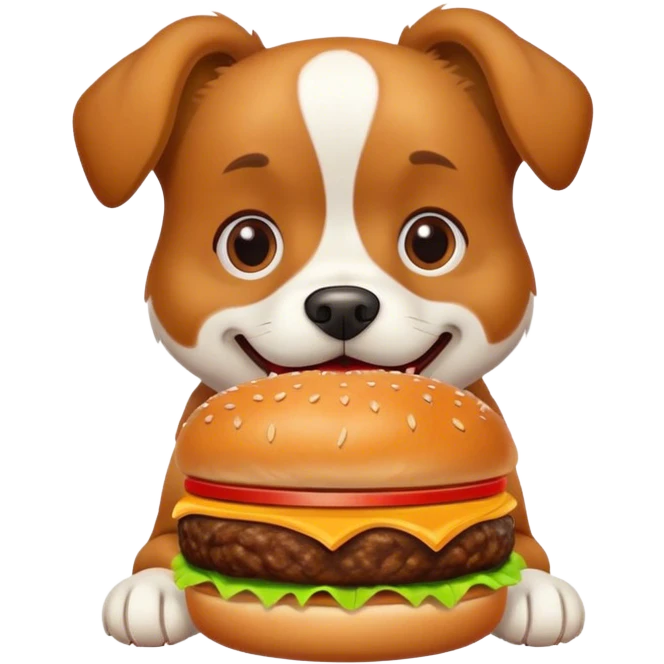 Dog eating a burger emoji