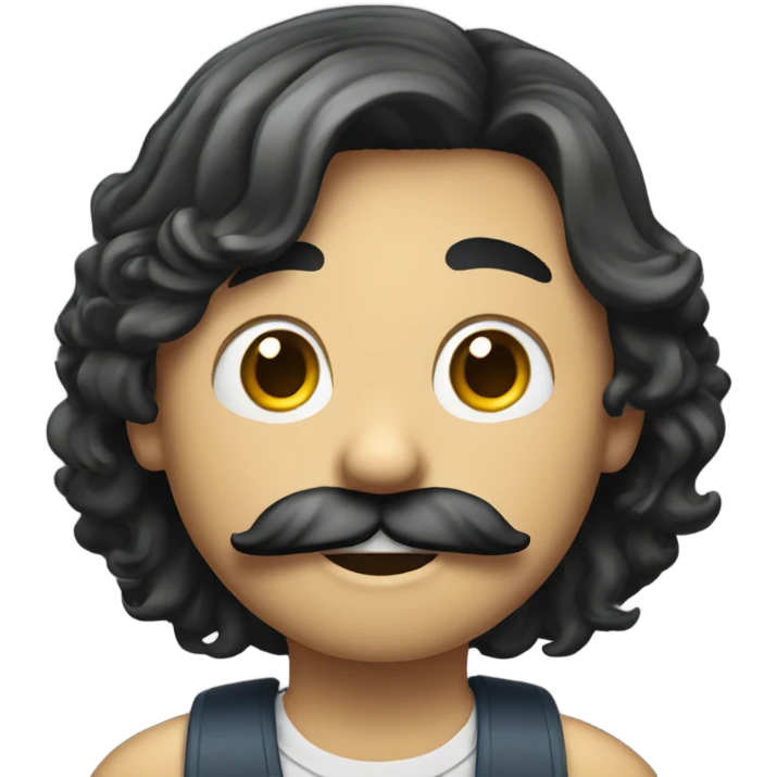 boy with long hair and a mustache speaking into a microphone  emoji