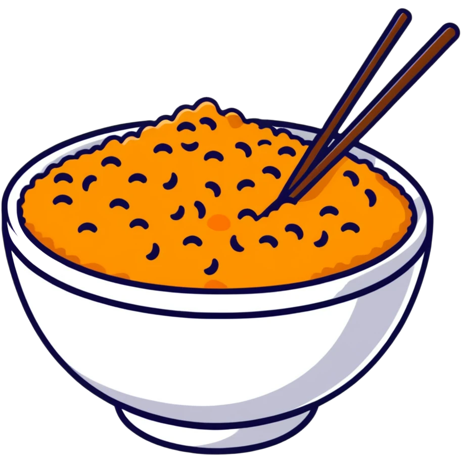 bowl of orange-colored rice emoji