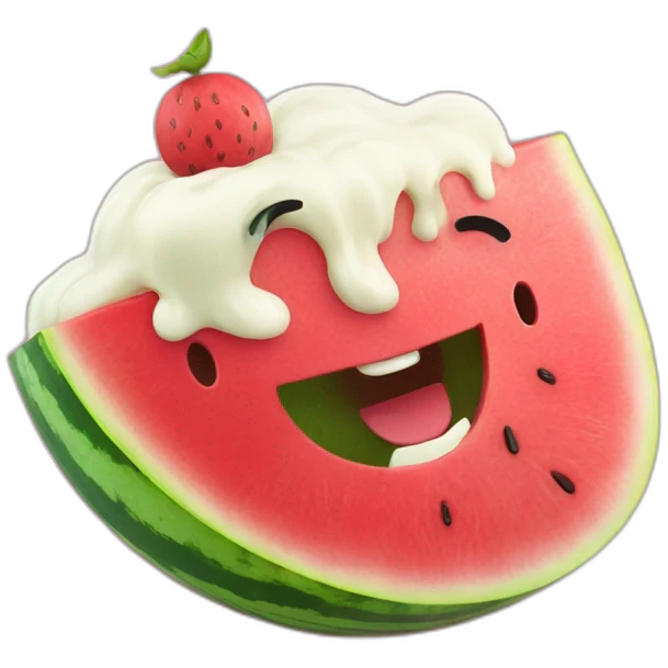 Happy Watermelon filled with wipped cream emoji