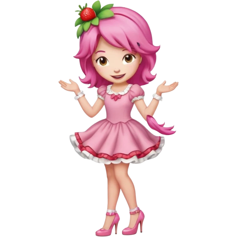 pretty and cute realistic modern day strawberry shortcake full body with high heels emoji emoji