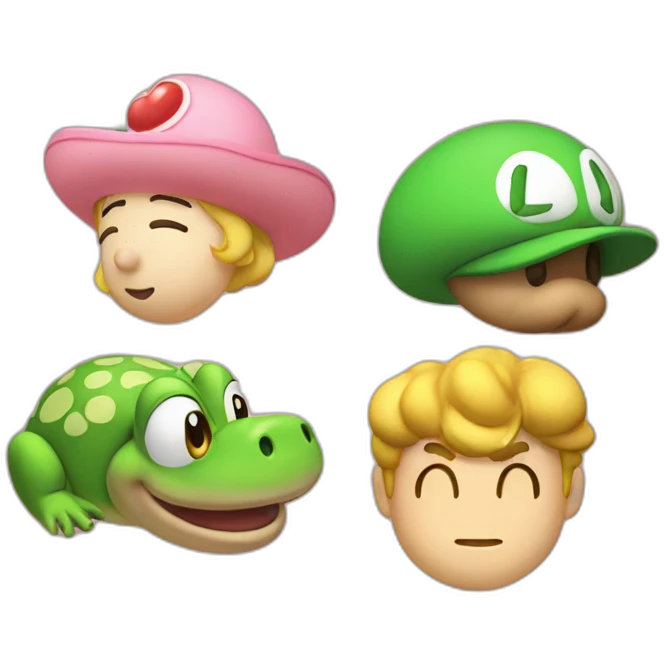 Luigi and Peach And Toad emoji