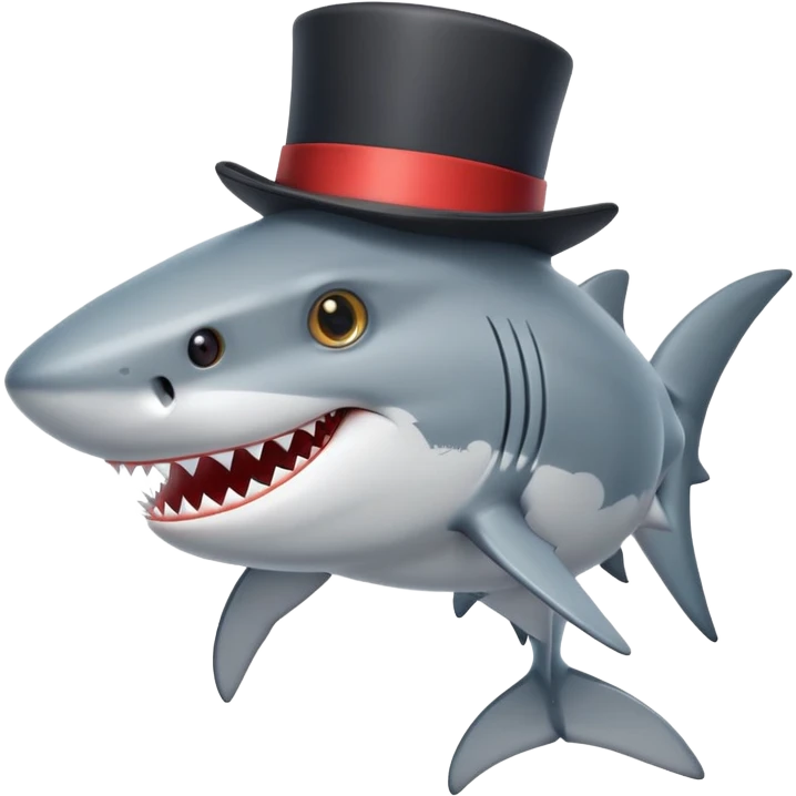 Shark with a top hat emoji