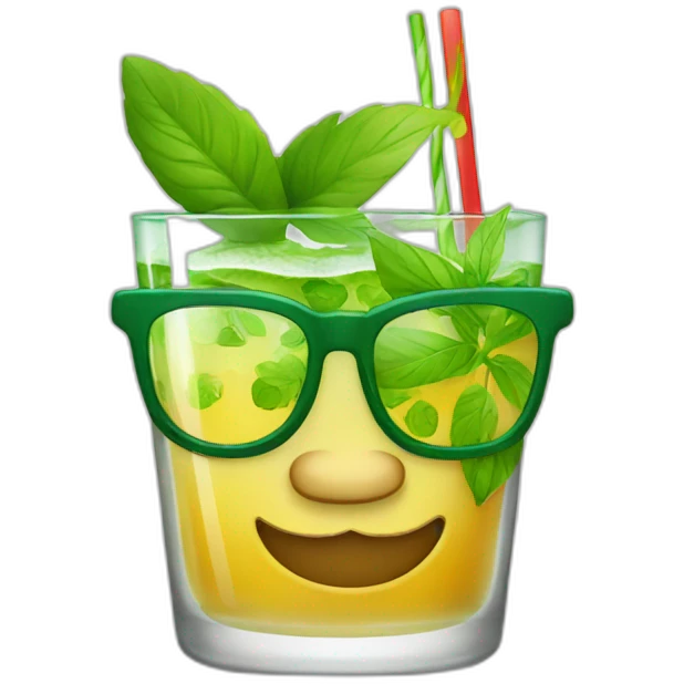 pinocchio with glasses drinking mojito emoji