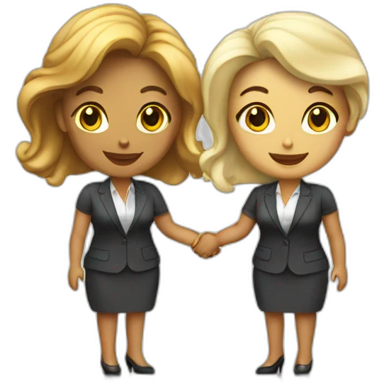 two white business women with different hair colors shaking hands emoji