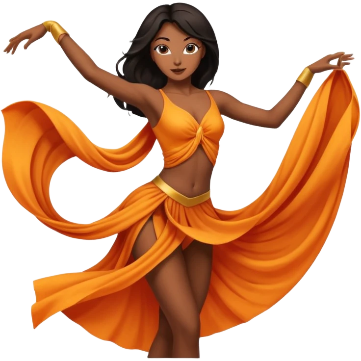 Emoji de una mujer pelinegra bailarina de danza aerea haciendo figuras en la tela emoji