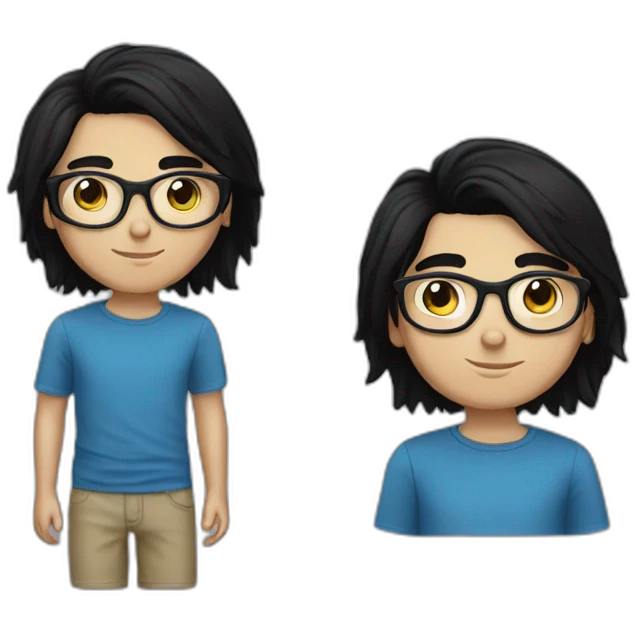 19 year old white boy with round glasses and straight black hair emoji