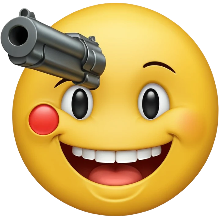 A smiley face puts a gun in its mouth. It cries and laughs at the same time. emoji