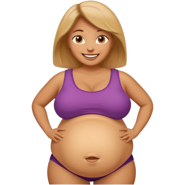 tan woman with huge inflated belly emoji