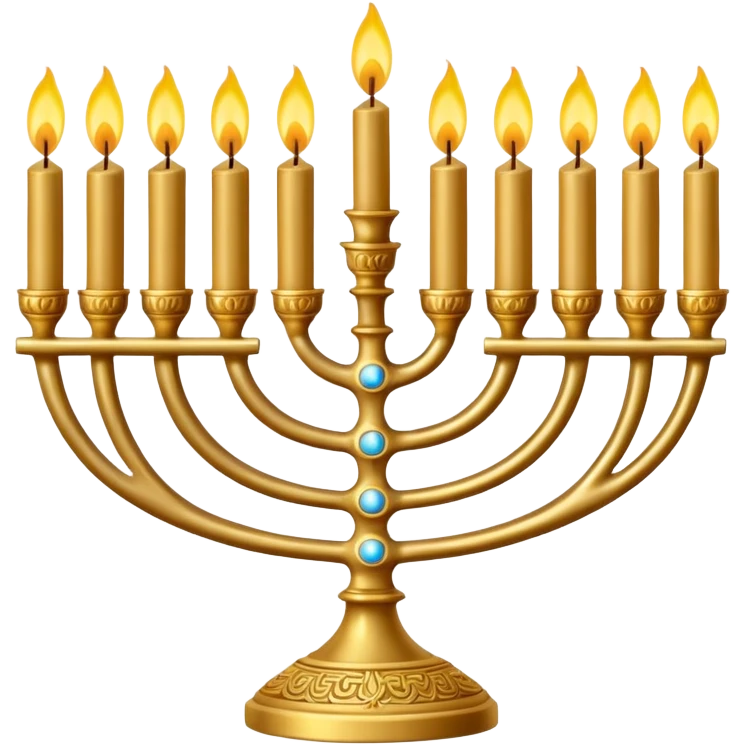 Menorah with four candles on each side emoji