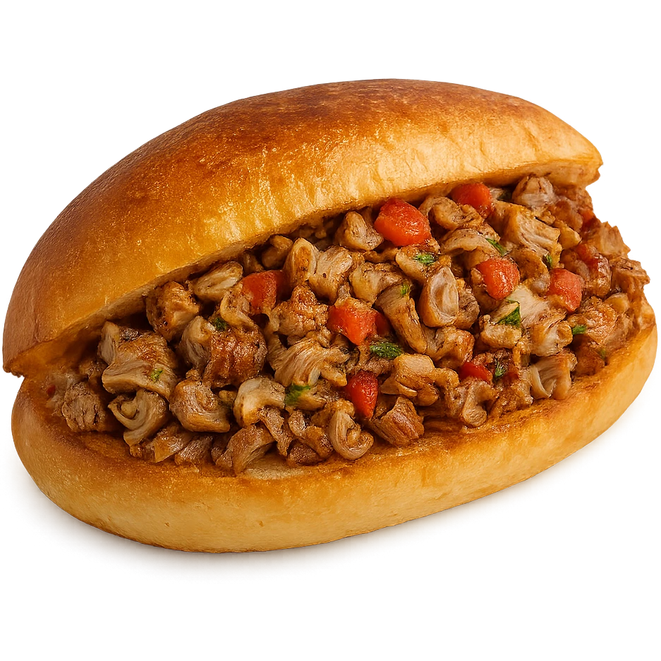 close-up appetizing kokoreç Turkish street food sandwich emoji
