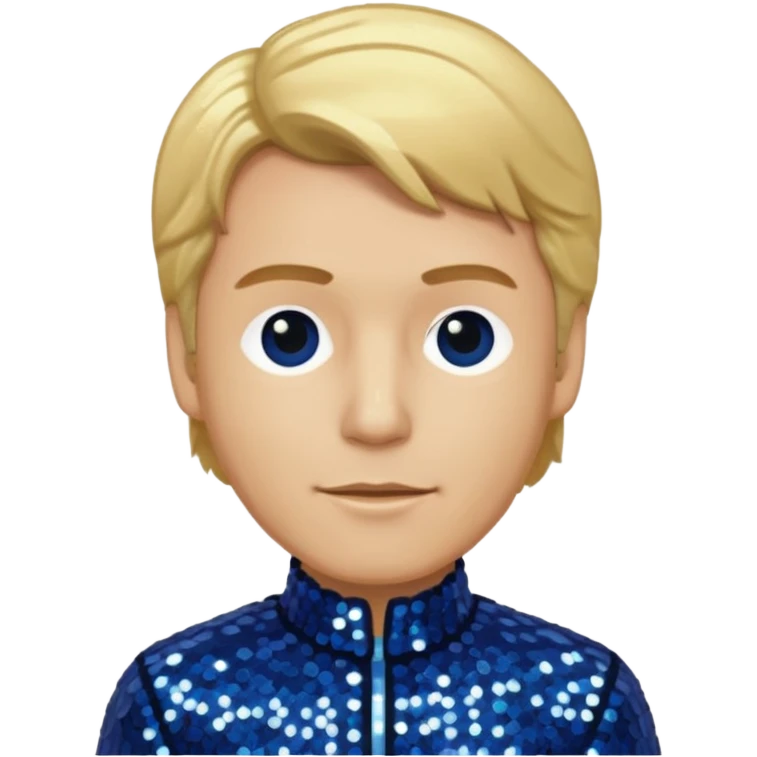 Bill Sage as Coach Heider from Mysterious Skin with light skin, golden blonde hair, dark blue sequin outfit emoji
