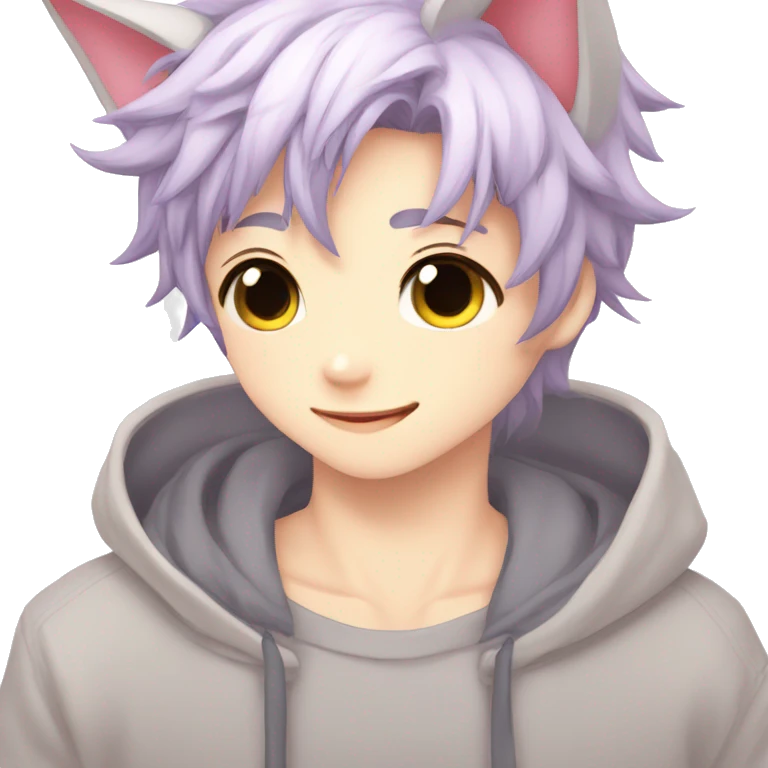 Shy Shiny Cute Attractive Sexy Gorgeous Kawaii Anime Catboy with pretty hair emoji