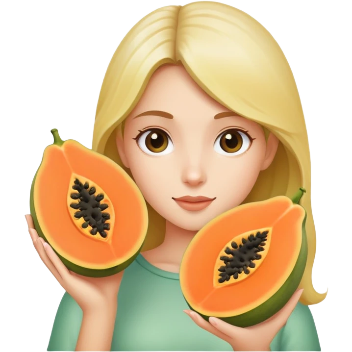 Beautiful body of  Girl beautiful body holding one half of papaya sliced in half emoji