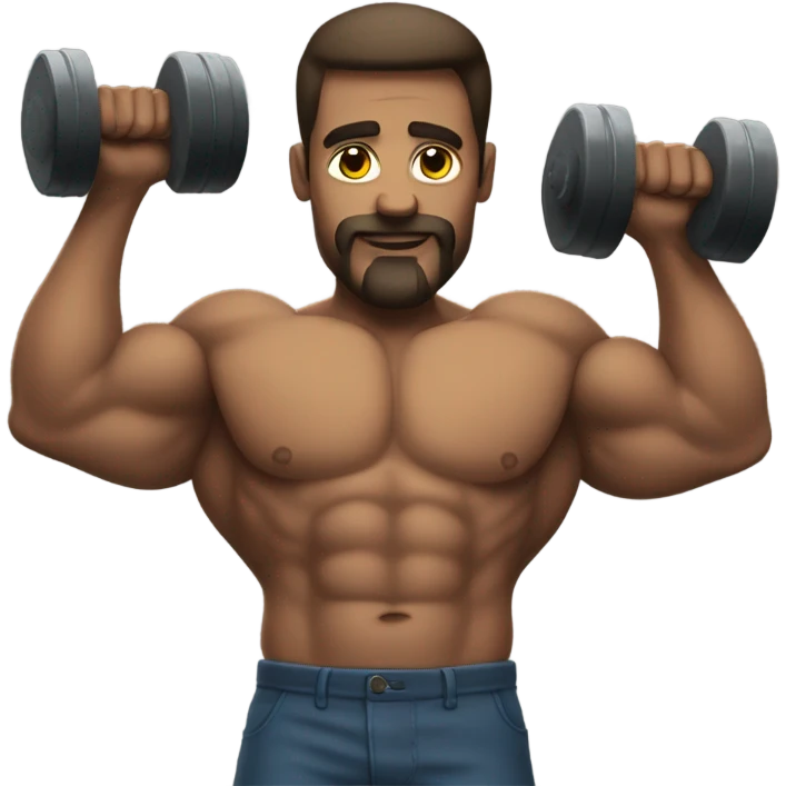 man with very big biceps with dumbell emoji