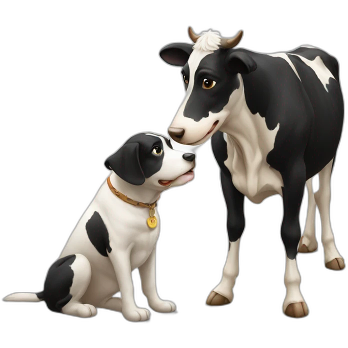 Dog talk to a cow emoji