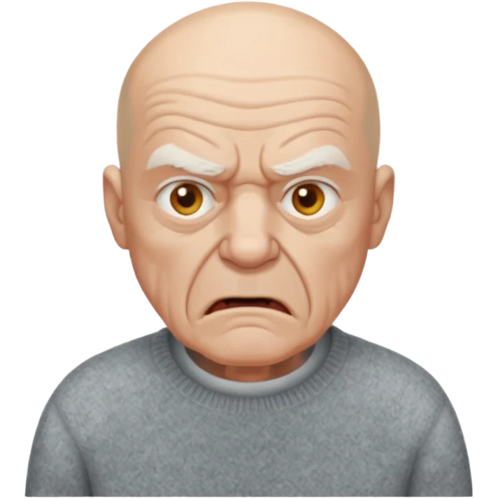 Old man, angry, sweater, bald
 emoji