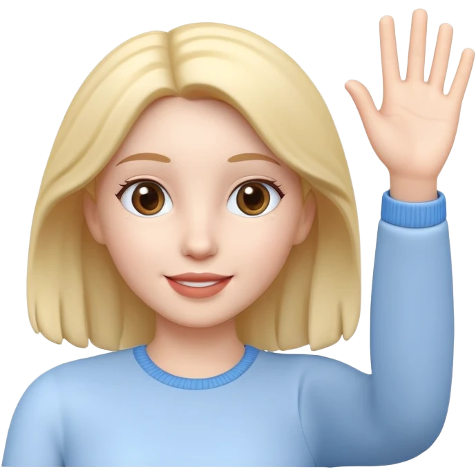 generate realistic detailed girl waving hi 3d style  emoji