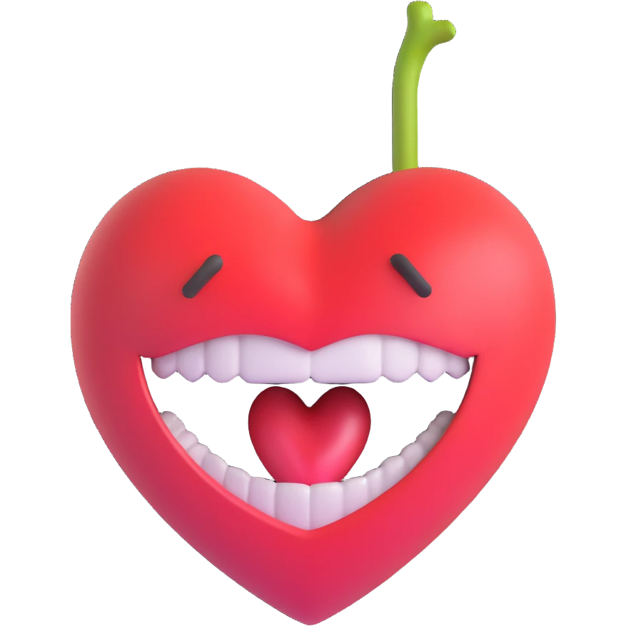 A heart with a big red mouth emoji
