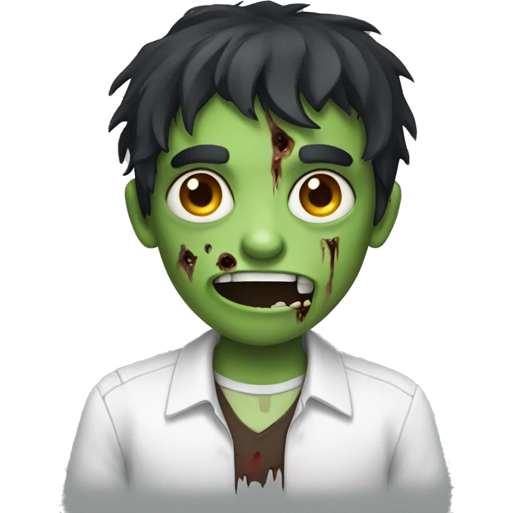 boy zombie with dark hair and white shirt emoji
