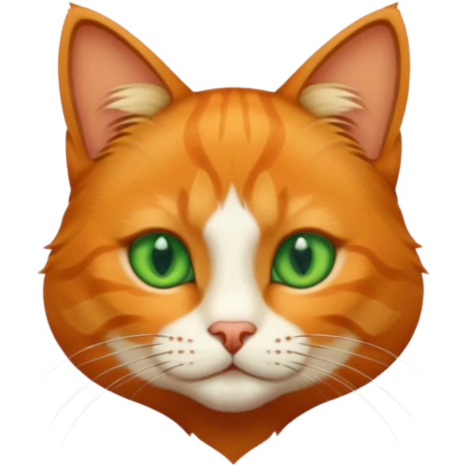 cat head, orange, stylish. green eyes emoji