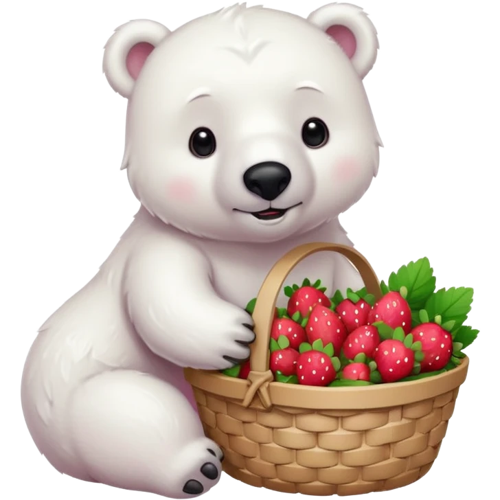 polar bear with a basket of strawberries  emoji